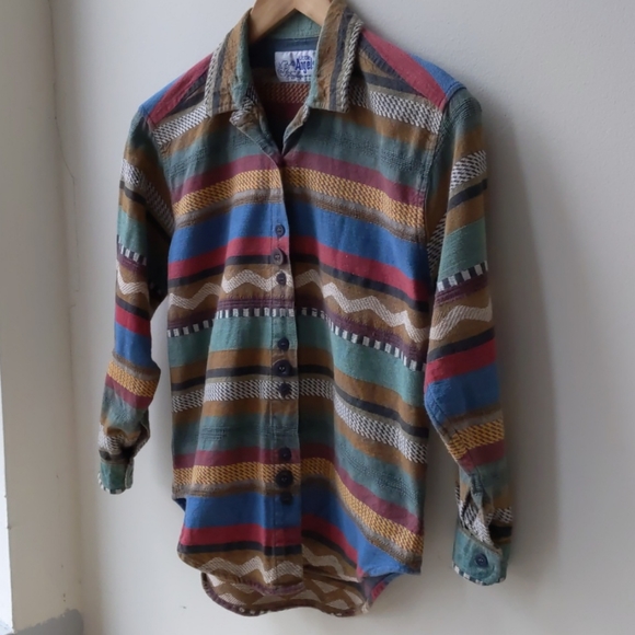 Little Angels Vintage Stripe Button Front Shirt M - Picture 2 of 4
